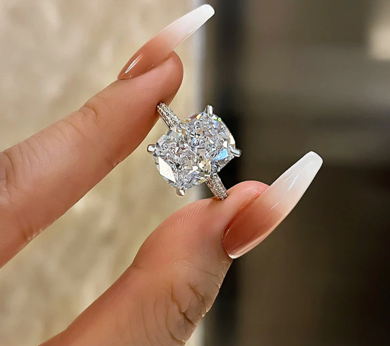 10 Carat Cushion Cut Engagement Ring